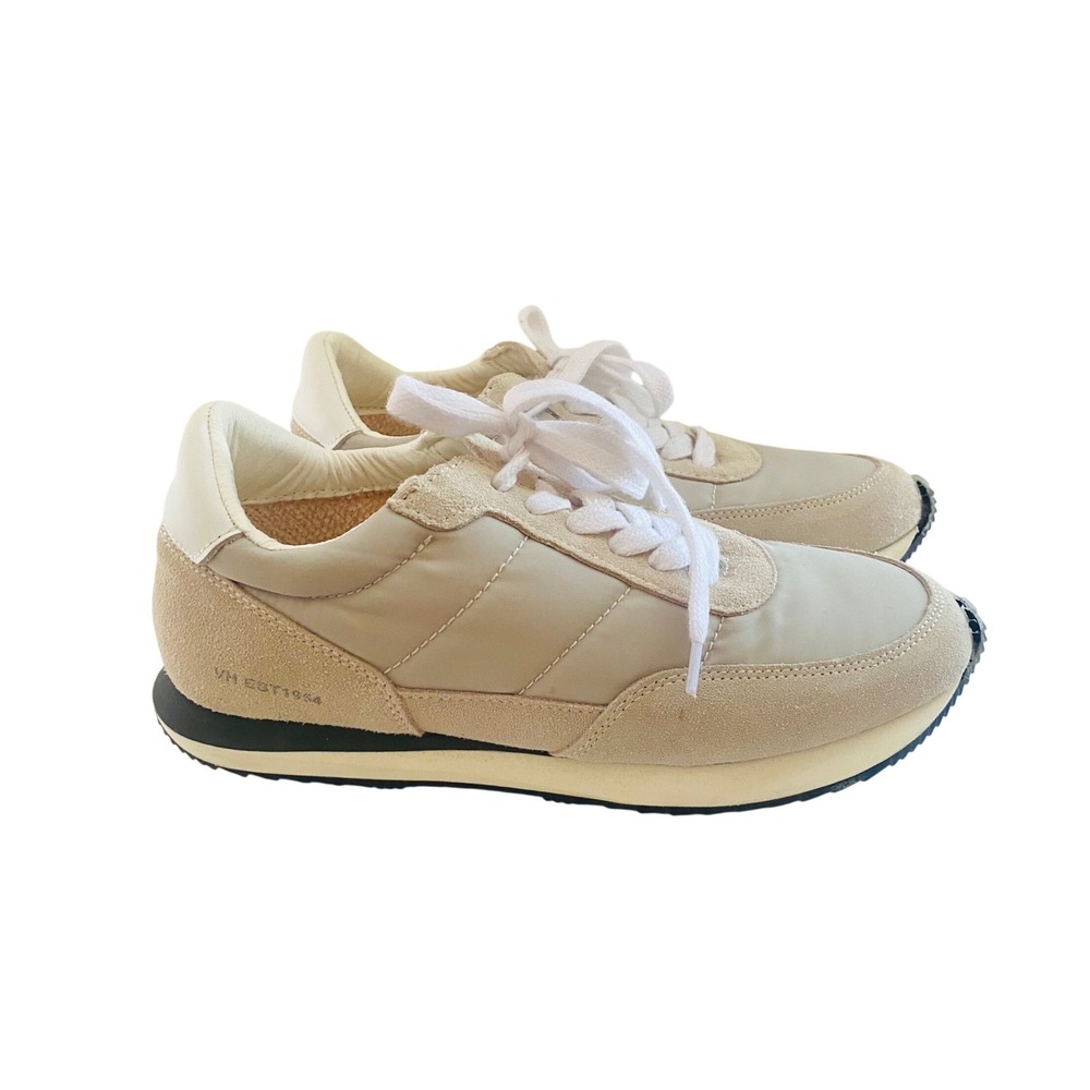 Vintage Havana Women Neutral Beige Suede Nylon Jogger Sneakers s 8